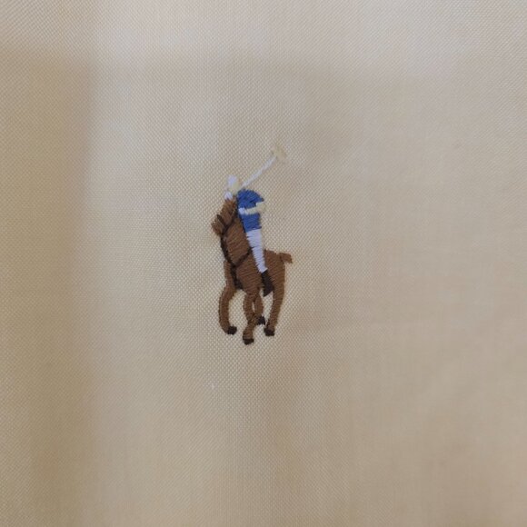 Ralph Lauren Mens Easy Care Long Sleeve Button Up Shirt Yellow Cotton 16.5 34/35 - Picture 3 of 8